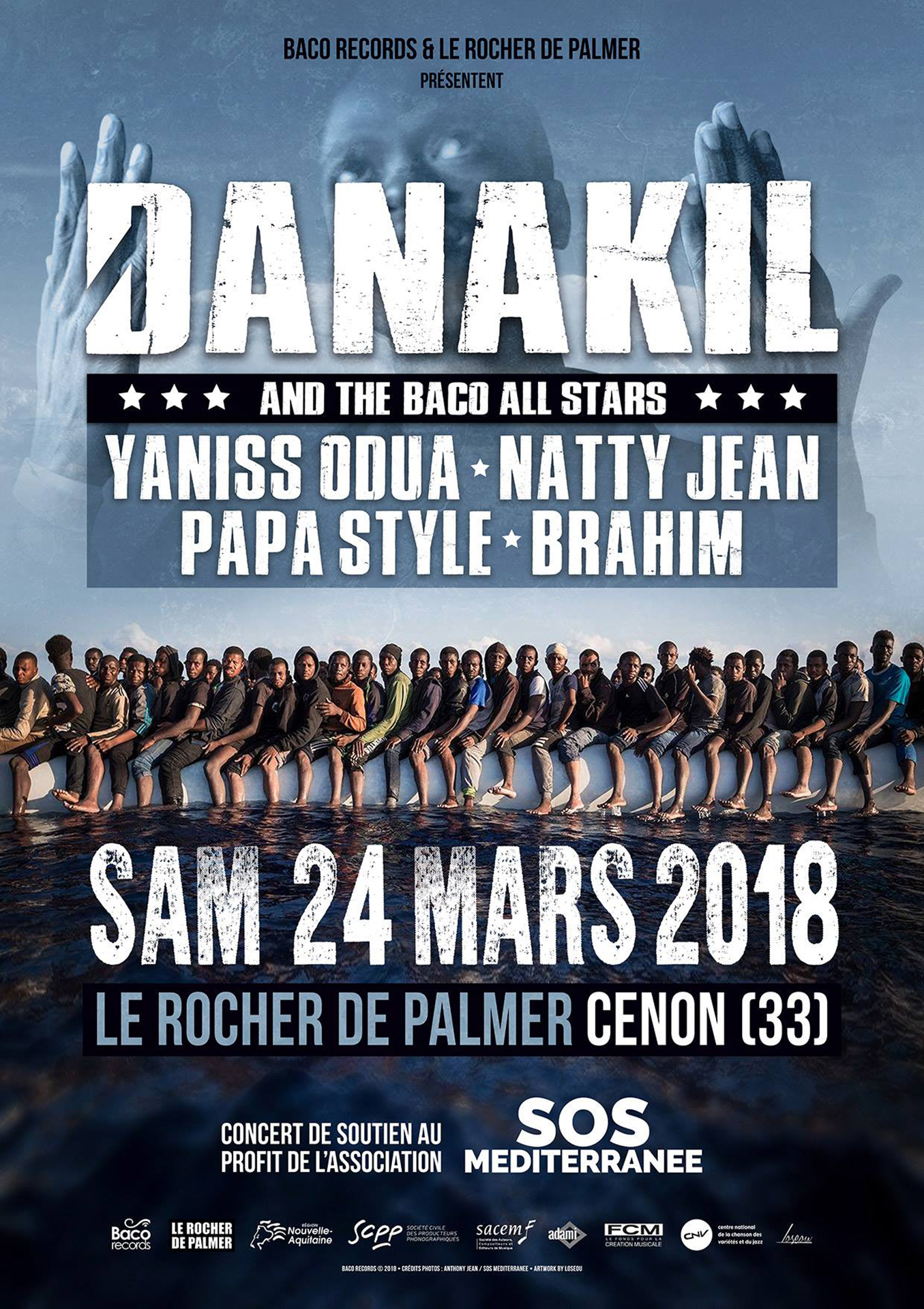 Poster et visuels réseaux sociaux pour Danakil - Concert caritatif SOS Méditerranée. Réalisé par Loseou