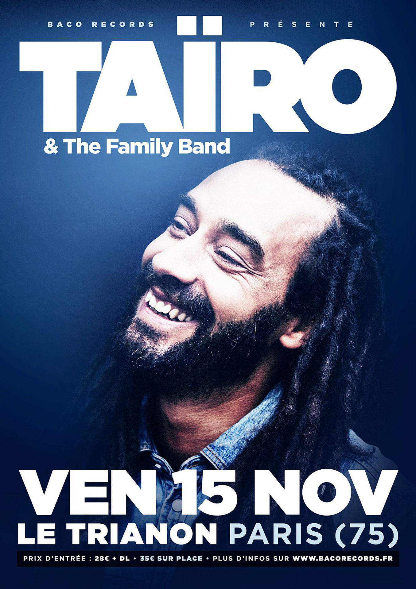 Poster et visuels réseaux sociaux pour Tairo and the Family Band - Trianon 2019. Réalisé par Loseou