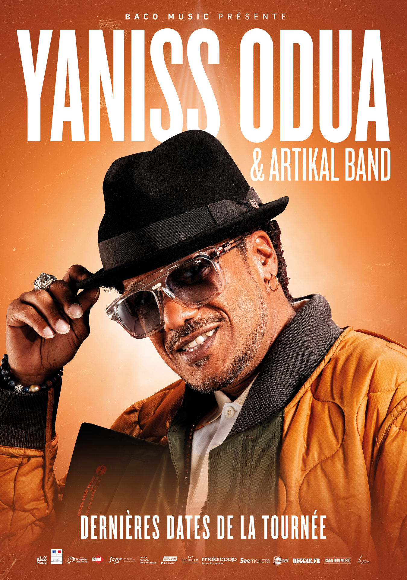 Poster et visuels réseaux sociaux pour Yaniss Odua and Artikal Band - Tour 2023. Réalisé par Loseou