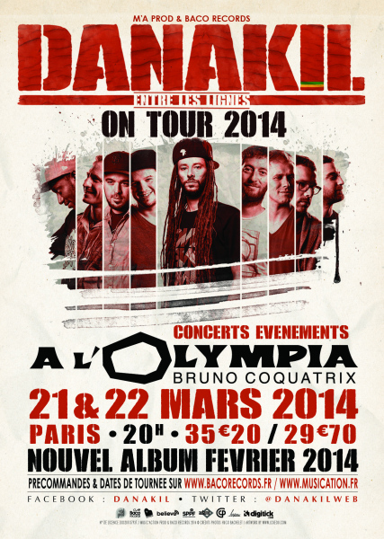 Affiche visuel réalisé par un graphiste musical Danakil à l'Olympia (Entre les lignes Tour) Format 100x 70, 60x40, Déclinaison réseaux sociaux, billetterie, campagne digitale