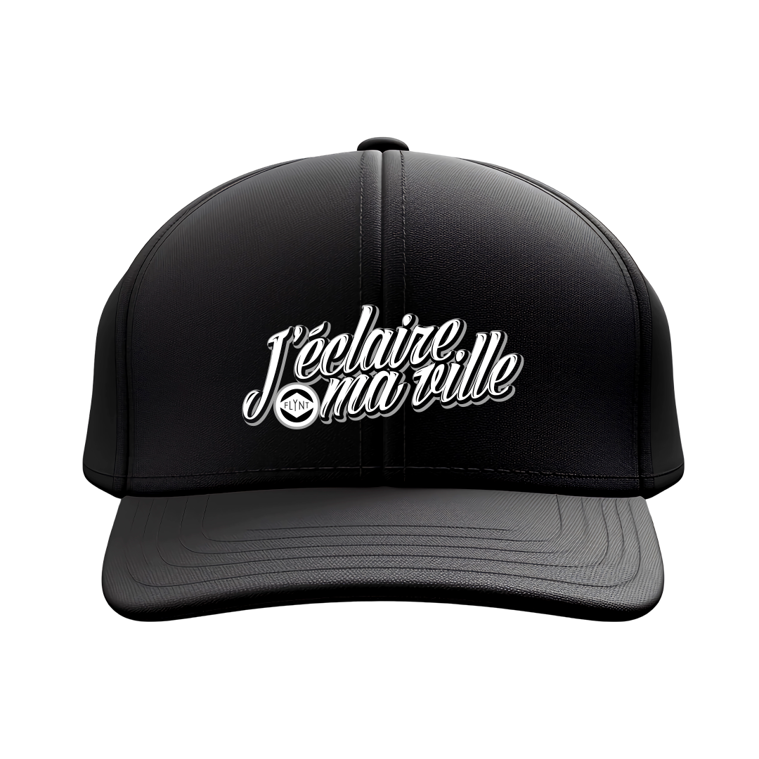 Visuel de Casquette réalisé par un graphiste musical : merchandising Flynt pour l'album J'éclaire ma Ville