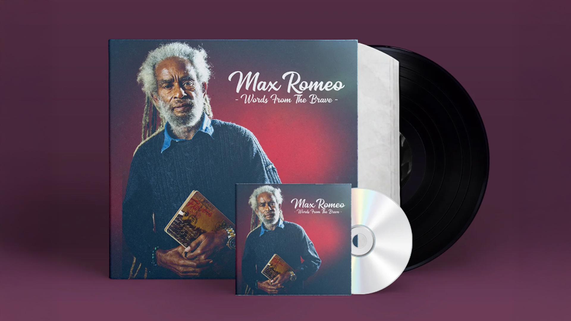 Pochette album Max Roméo Words from the Brave. Disponible en Digipack,, Vinyle et Digital