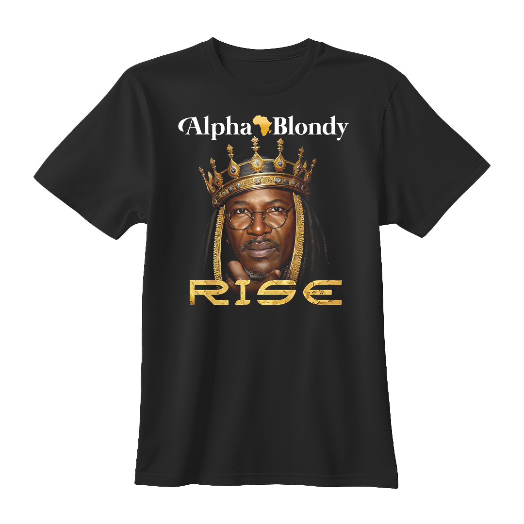 Visuel de t-shirt réalisé par un graphiste musical : merchandising Alpha Blondy pour l'album Rise