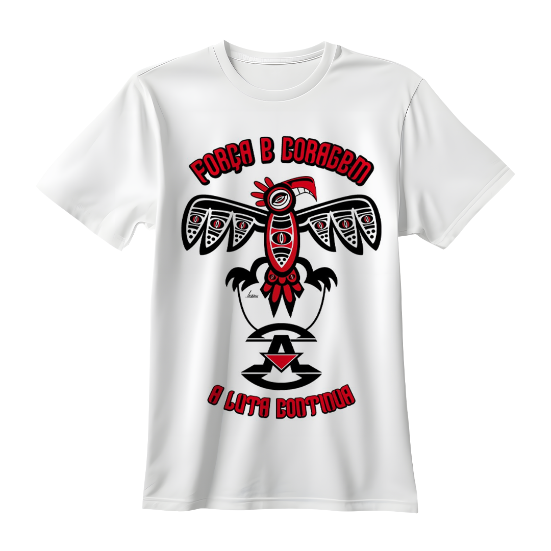 Visuel de T-shirt réalisé par un graphiste musical : merchandising Assassin pour Força e Coragem