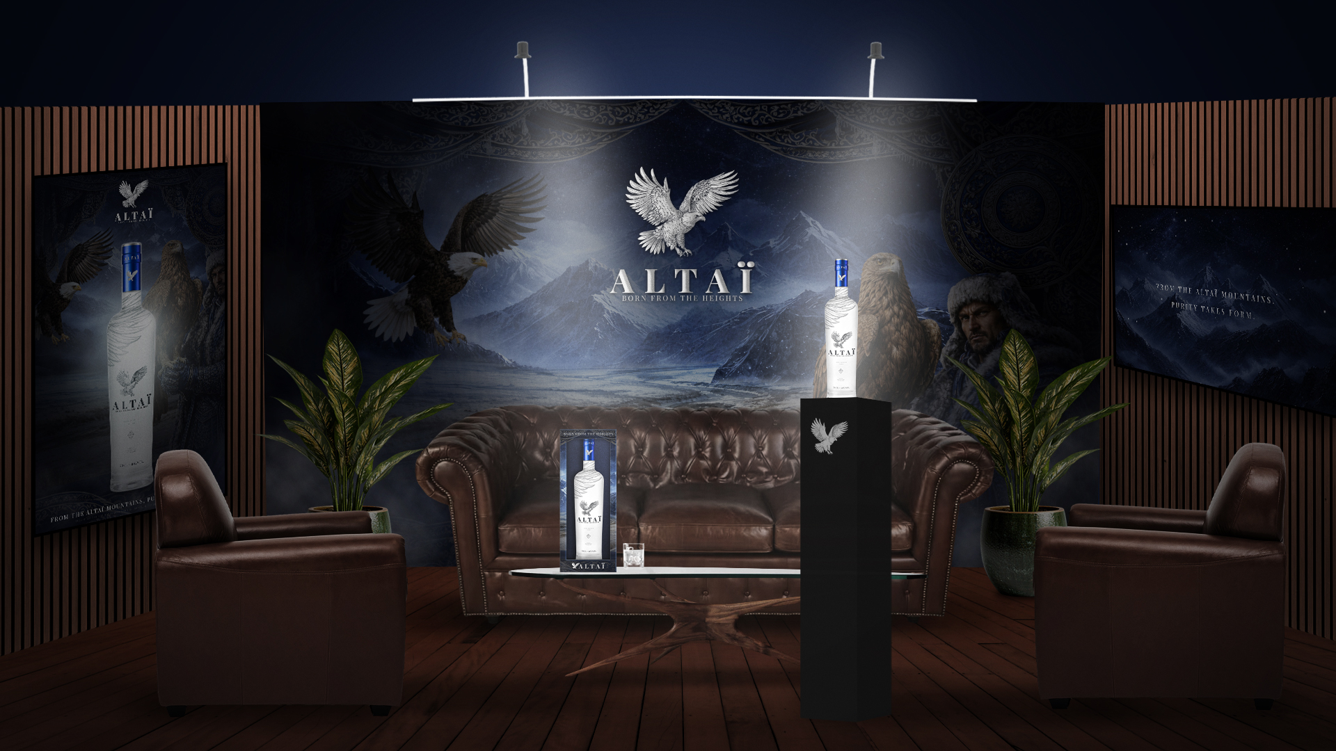 stand pour salon professionnel vodka Altaï branding