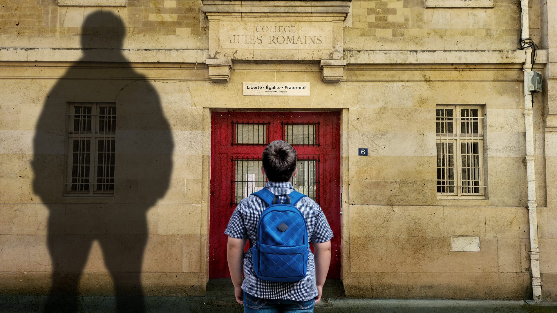 création couverture de livre enfant devant école ombre adulte symbolique direction artistique