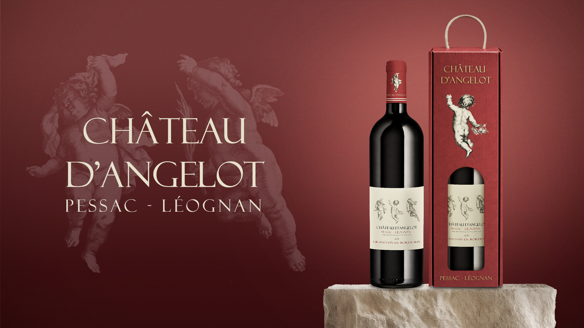 Packaging vin premium et emballage bouteille de vin sur mesure Château d’Angelot avec coffret carton