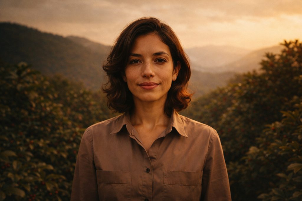 portrait Alma Solterra artiste identité sonore musique créée par IA pour le projet café Origen