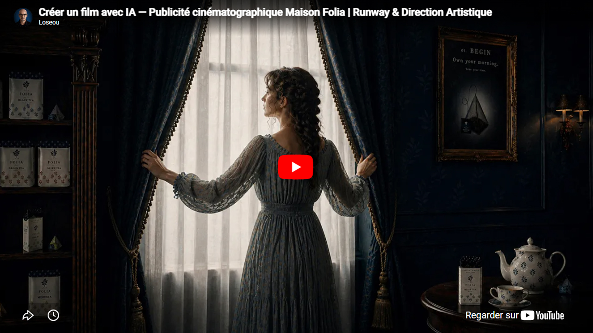 Scène cinématographique générée avec IA pour illustrer la création d’un film publicitaire Maison Folia avec Runway et une approche de direction artistique 360°.