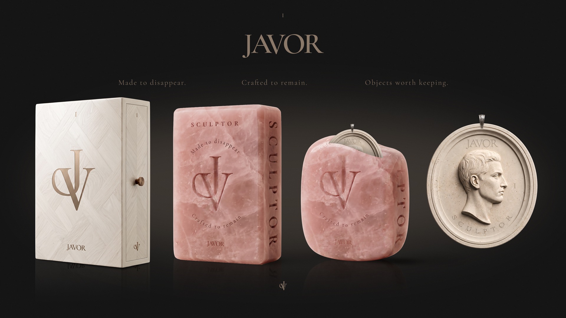 Packaging savon JAVOR Sculptor avec coffret, savon et médaillon