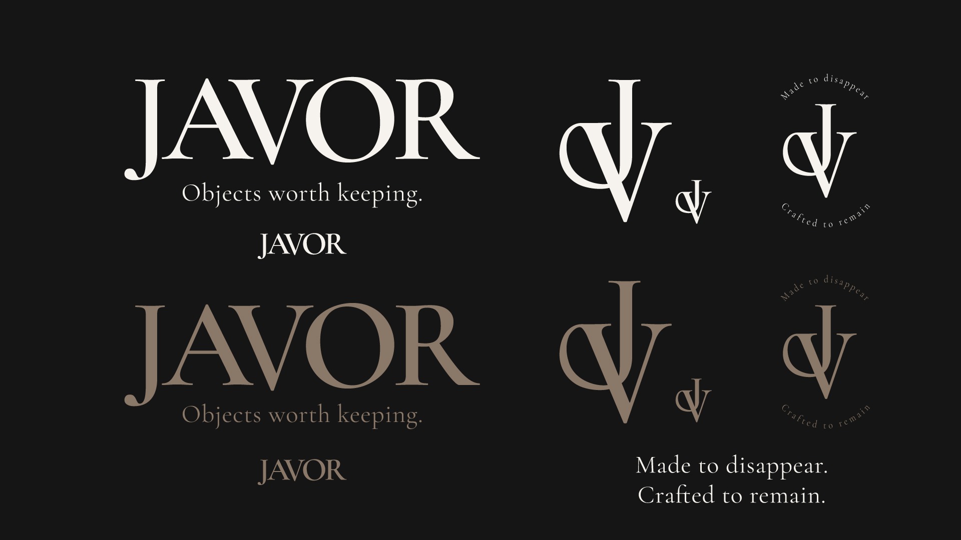 Logo JAVOR et déclinaisons du monogramme pour l’identité visuelle de la marque de savon