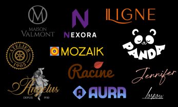 Exemples de styles de logo : héritage, géométrique, mascotte, minimal, gravure, dégradé et fait main