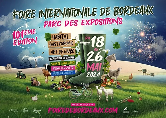 Affiche-print-Foire-Internationnale de-bordeaux-2024-4×3 Affiche 4x3 pour la foire internationale de Bordeaux. Photomontage sur le thème de l'agriculture