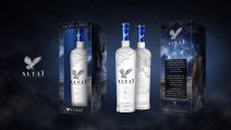 Coffret de vodka premium avec design packaging de luxe et univers de marque Altaï
