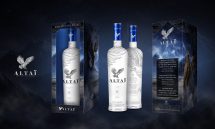 Coffret de vodka premium avec design packaging de luxe et univers de marque Altaï