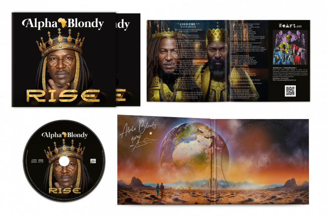 Création graphique du digipack + livret 16 pages pour Alpha Blondy - Rise