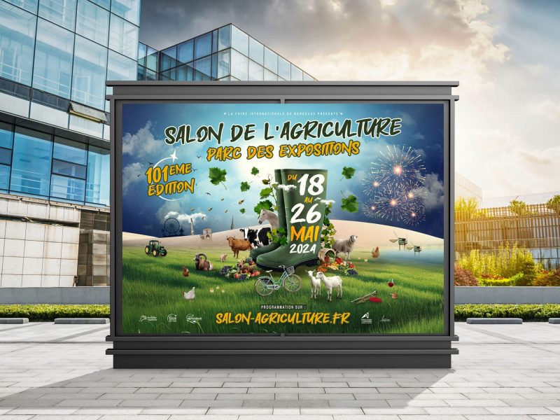 Mise en situation de l'affiche 4X3 pour le Salon de l'Agriculture de Bordeaux