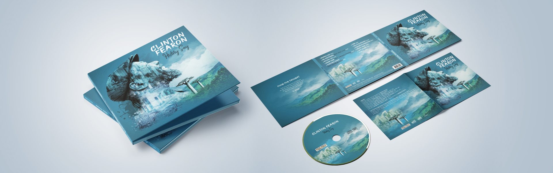 Digipack : Clinton Fearo - History Say. Mock-up du digipack 3 volets