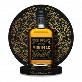 plv de comptoir premium pour bouteille de cognac présentoir spiritueux noir et or design luxe