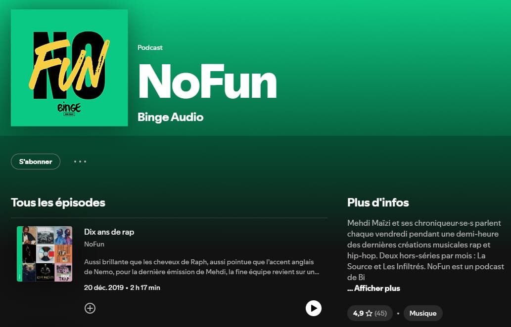 Spotify de la chaîne NoFun