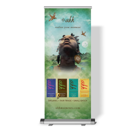 roll up publicitaire pour produit kakémono promotionnel design branding gamme produits