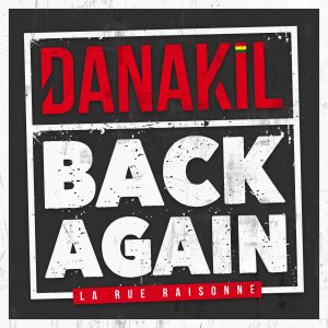 pochette album typographique Danakil Back Again design texte impact fort noir blanc rouge
