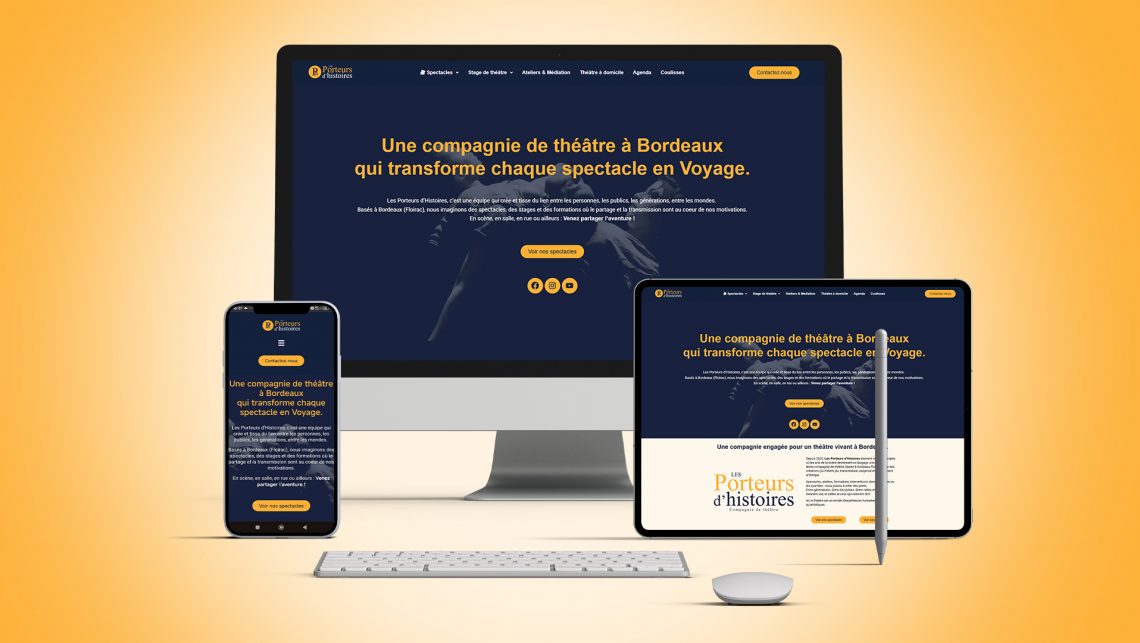 Identité visuelle théâtre, site internet seo friendly responsive