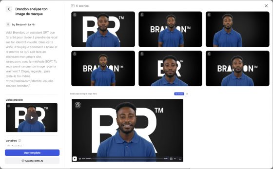 Interface de Synthesia, pour la création des vidéo incarnat BRANDON™