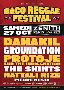 Affiche visuel réalisé par un graphiste musical Baco Festival au Zenith de Paris La Villette Format 100x 70, 60x40, Déclinaison réseaux sociaux, billetterie