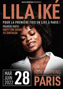 Affiche visuel réalisé par un graphiste musical Lila Iké au New Morning de Paris Format 100x 70, 60x40, Déclinaison réseaux sociaux, billetterie