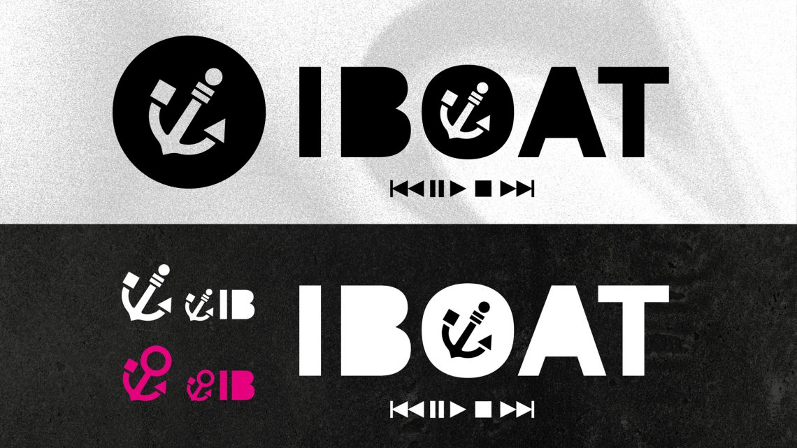 Refonte du logo IBOAT, exemple de création d’identité visuelle avec modernisation typographique et déclinaisons graphiques.