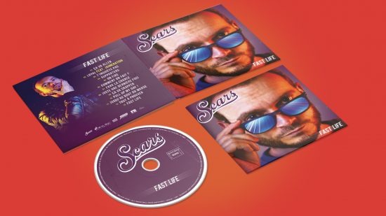 Mockup digipack 2 volets avec livret CD de l’album de Scars, création packaging musical sur mesure par Loseou