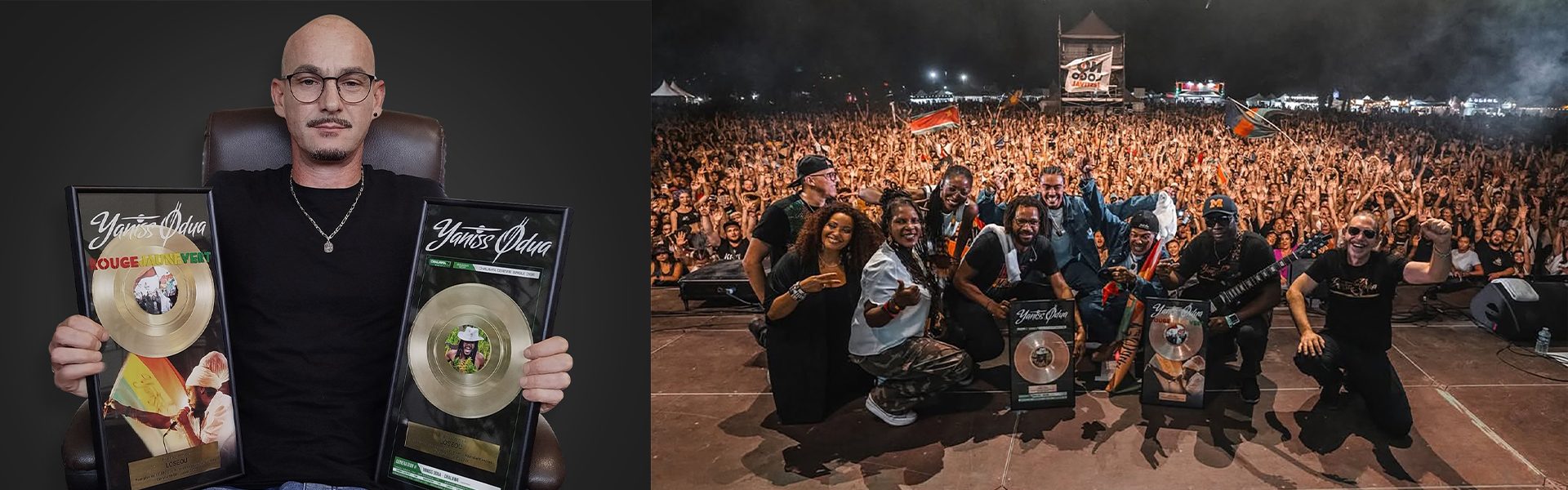 Double disque d'or pour Loseou avec Yaniss Odua Rouge Jaune Vert et Chalawa