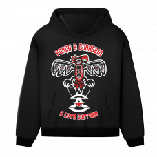 Visuel de Hoodies réalisé par un graphiste musical : merchandising Assassin pour Força e Coragem