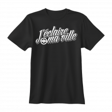 Visuel de T-Shirt réalisé par un graphiste musical : merchandising Flynt pour l'album J'éclaire ma ville