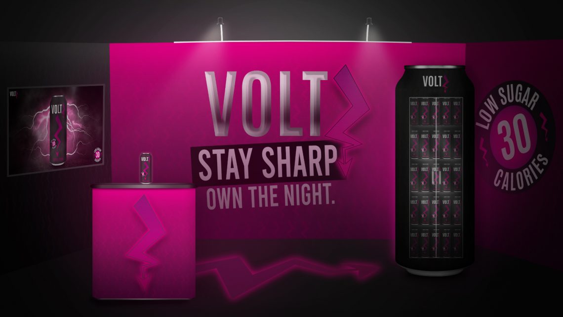 Stand événementiel VoltZ pour la promotion d’une marque d’energy drink.